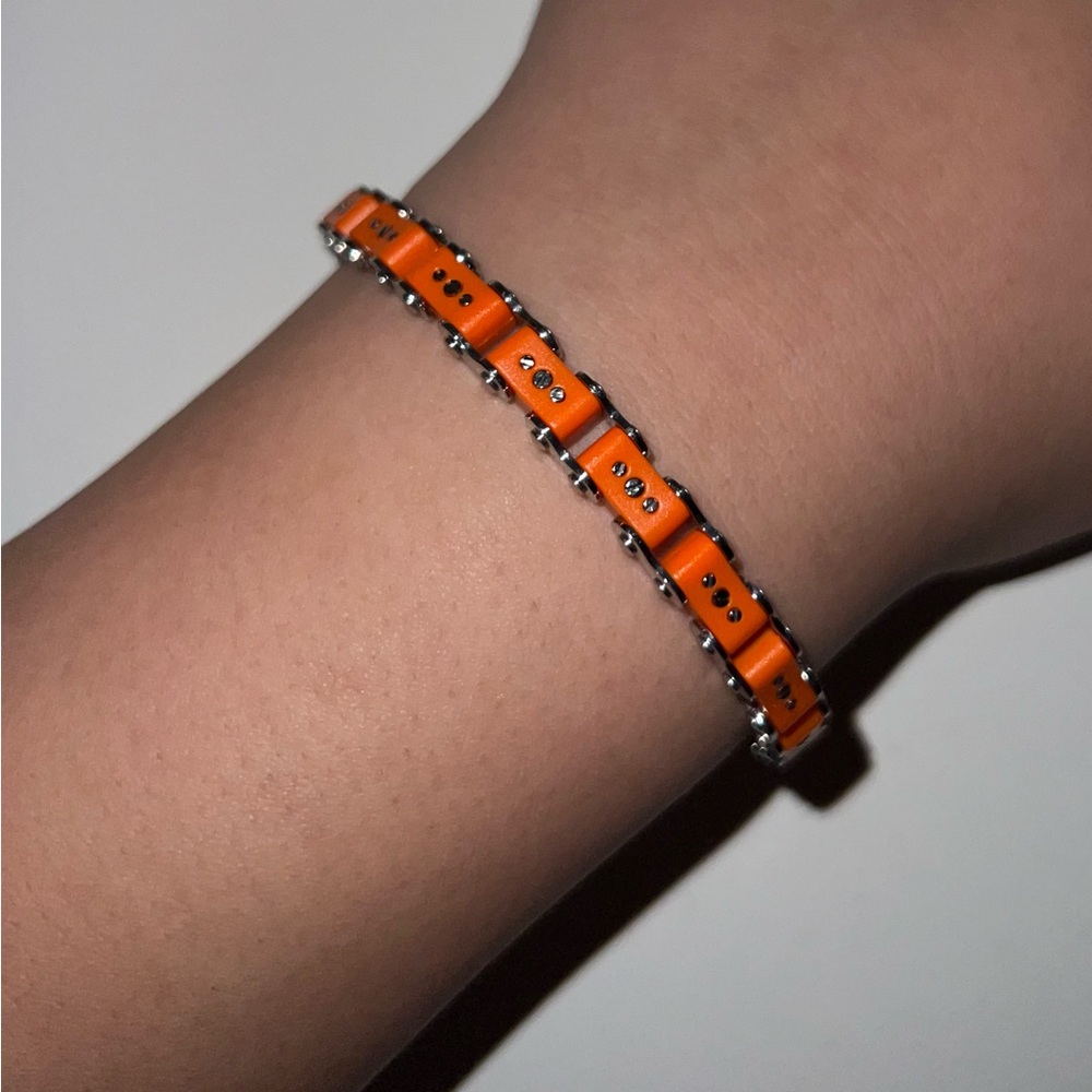 Orange IceLink bicycle bracelet with 15 links, stainless steel, sold out color🧡
